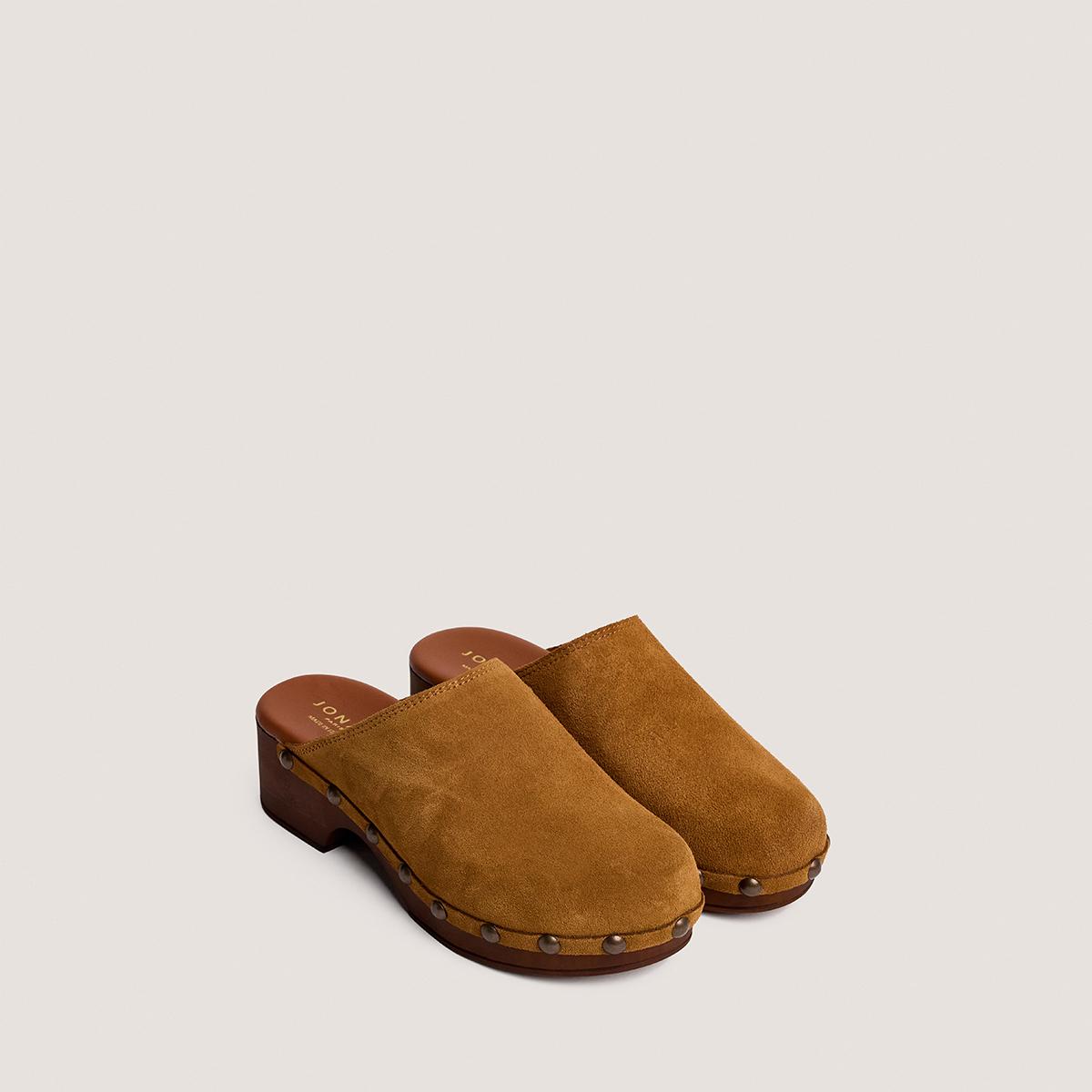 3800469-320 (3) Jonak Naky Platform Mules, Tobacco Split Leather