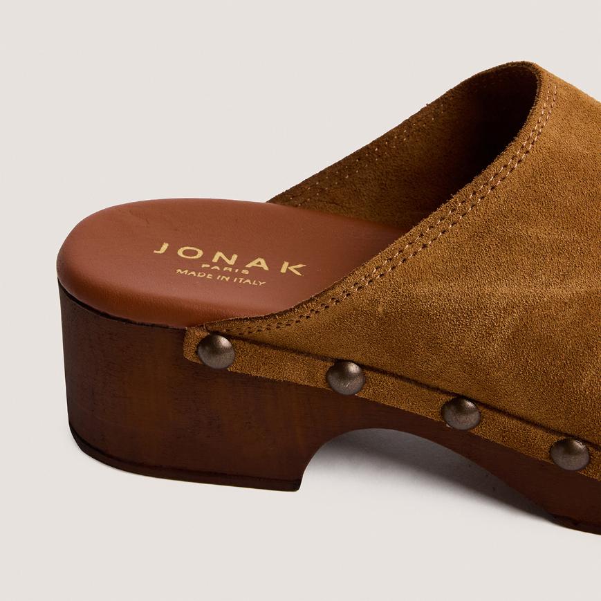 3800469-320 (4) Jonak Naky Platform Mules, Tobacco Split Leather
