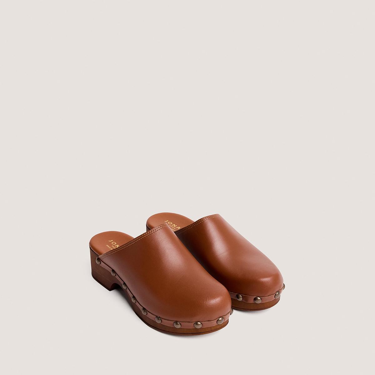 3800471-10 (3) Jonak Naky Platform Mules, Cognac Leather