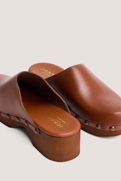 Jonak Naky Platform Mules, Cognac Leather