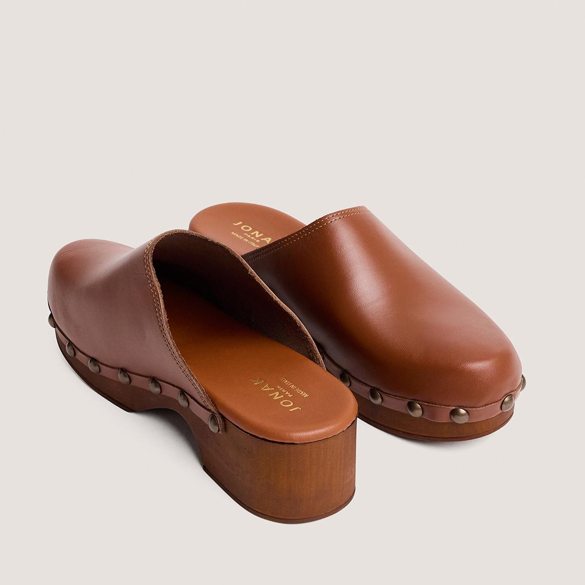 3800471-10 (4) Jonak Naky Platform Mules, Cognac Leather
