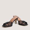 3800474-287 (2) Jonak Vav Heeled Mules, Black Glossy Leather and Black Mesh