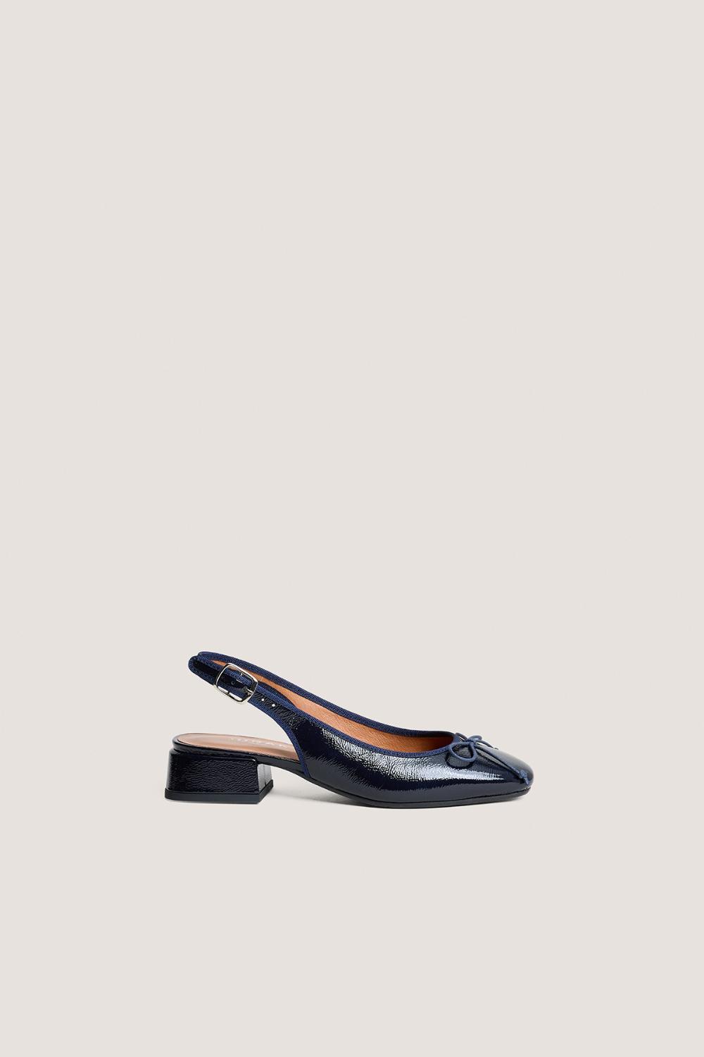 3800479-21 (1) Jonak Dybilo Ballet Flats Slingbacks, Navy Pleated Patent Leather