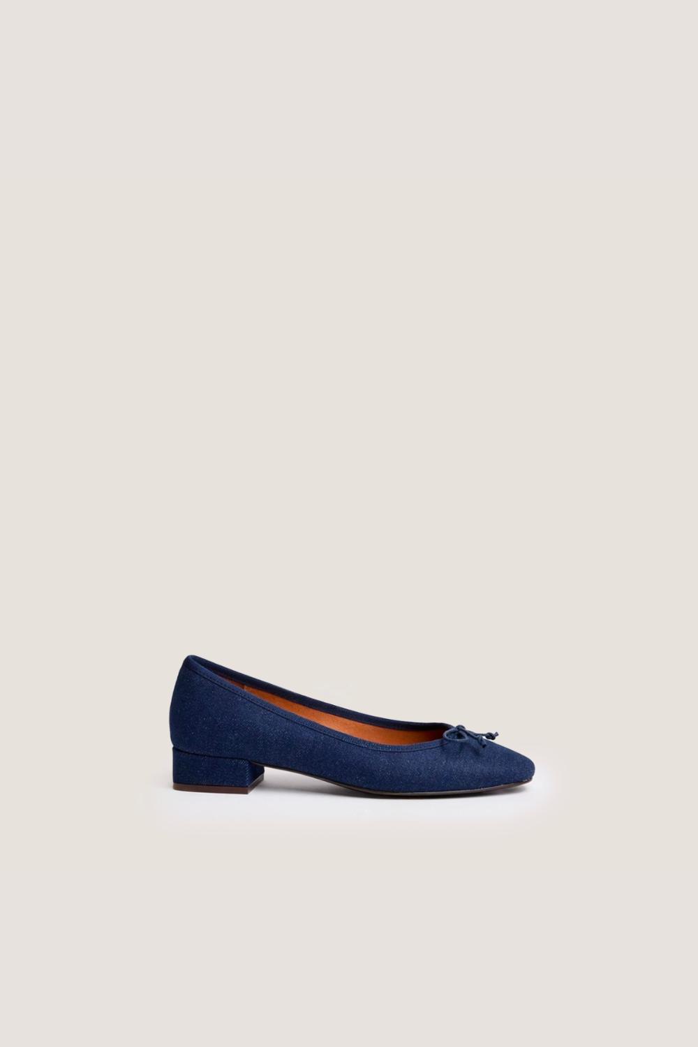 Jonak Dadou Flats with Heel, Dark Blue Denim