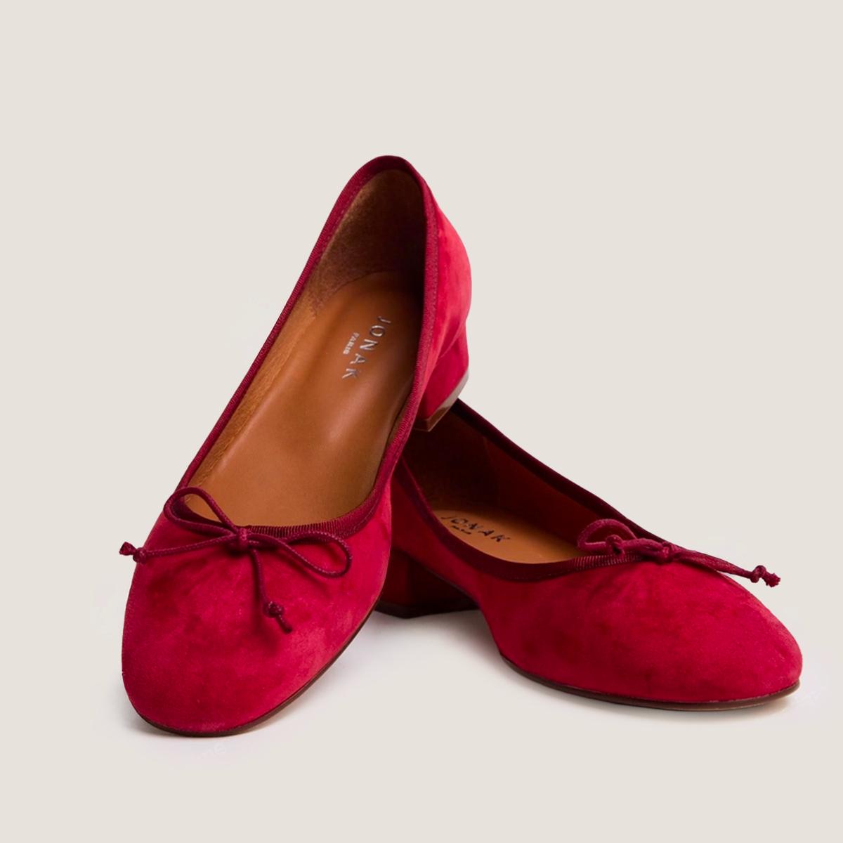 3900163-375-2 Jonak Dadou Flats with Heel, Berry Red Velvet