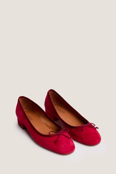 Jonak Dadou Flats with Heel, Berry Red Velvet