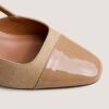 3900215-439-2 Jonak Dhapop Heeled Slingbacks, Camel Patent Leather and Velvet.