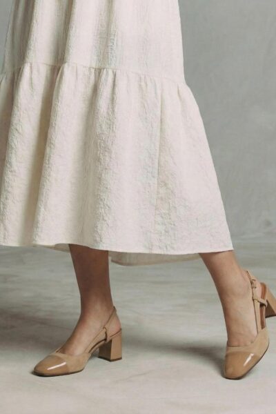 Jonak Dhapop Heeled Slingbacks, Camel Patent Leather and Velvet.