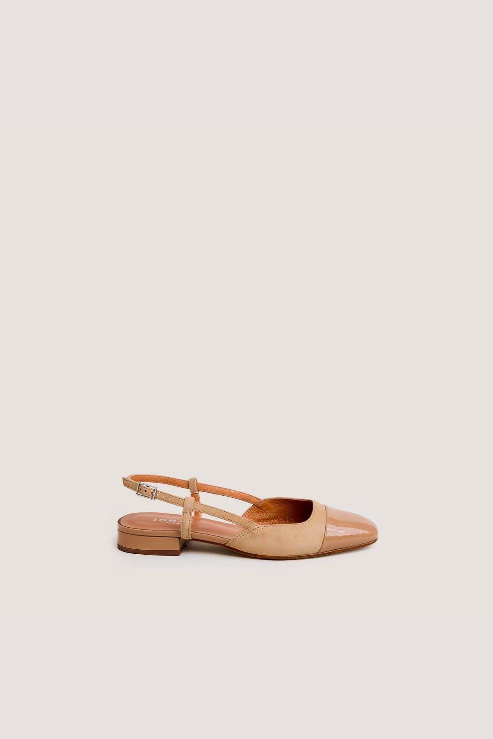 3900217-439-1 Jonak Dhapou Slingback Ballet Flats, Camel Patent Leather and Suede