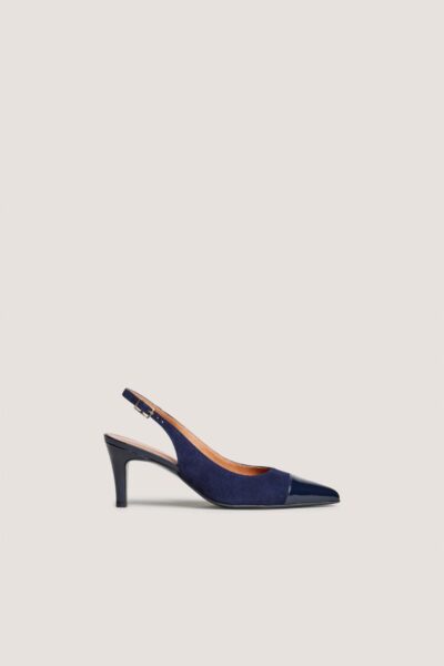 Jonak Destelle Slingback Pumps, Navy Patent Leather and Suede