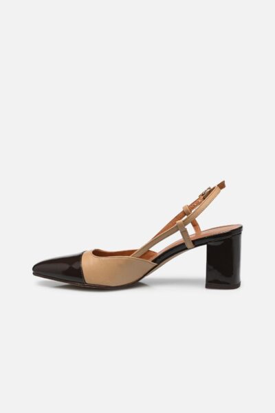 Alternative view of Jonak Dhapop Heeled Slingbacks, Brown and Beige Shiny Leather
