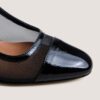 4000860-287-2 Jonak Drag Heeled Slingbacks, Black Pleated Patent Leather and Black Mesh