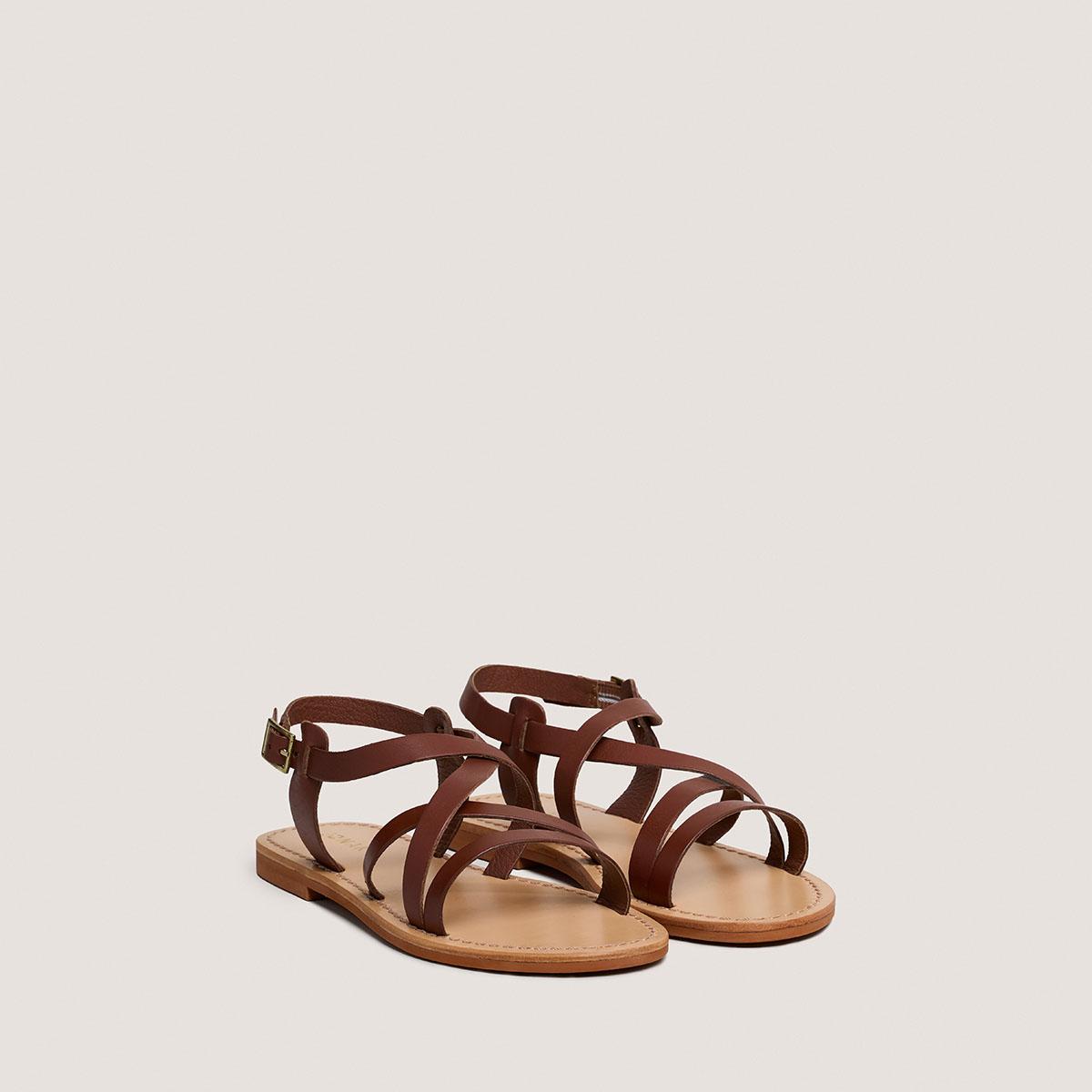 6000283-10 (3) Jonak Wischia Sandals, Cognac Leather.