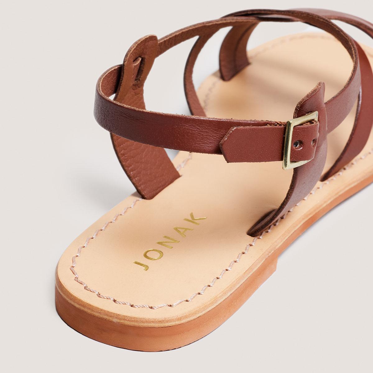 6000283-10 (4) Jonak Wischia Sandals, Cognac Leather.