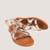 6000830-987 (1) Jonak Wischia Sandals, Platinum and Cognac Metallic Leather