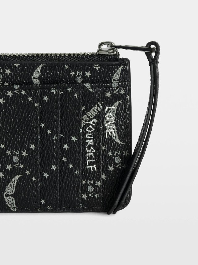Zadig & Voltaire ZV Card Monogram Card Holder, Black.