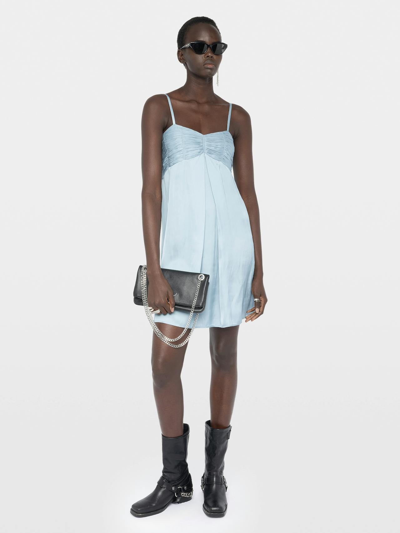 wwdr02635_sky_shooting Zadig & Voltaire Rippies Satin Dress, Sky.