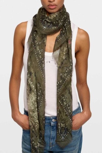Zadig&Voltaire Kerry Vintage Bandana Scarf, Mousse.