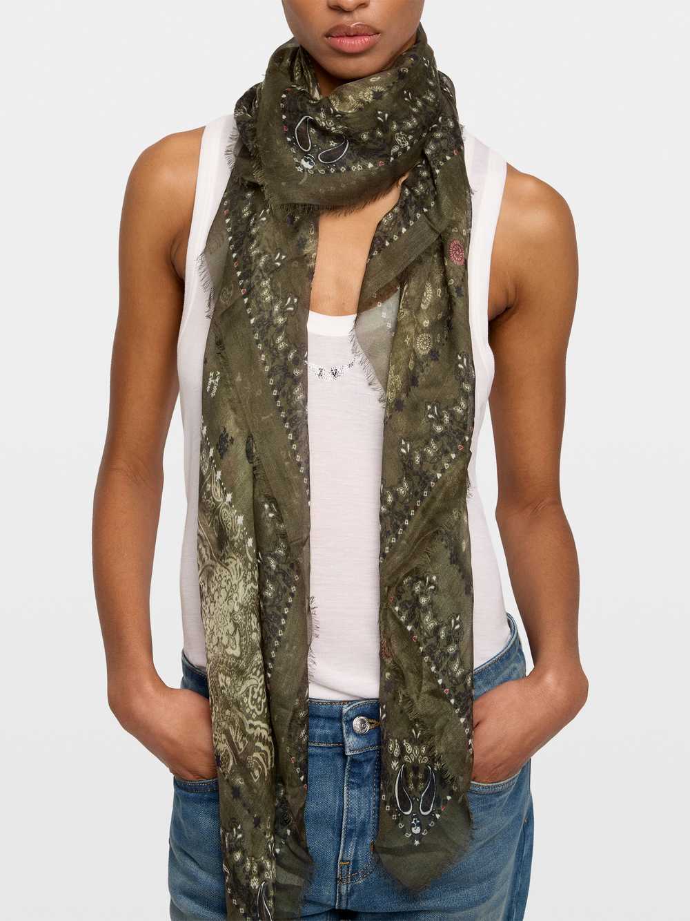 Zadig&Voltaire Kerry Vintage Bandana Scarf, Mousse.