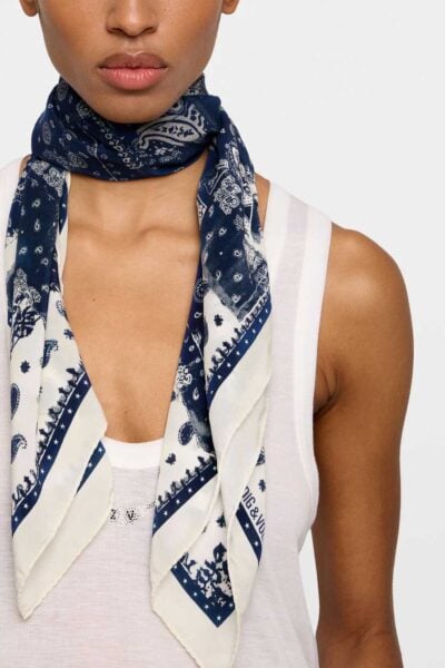 Zadig&Voltaire Blondie 85 Denim Bandana Scarf, Flash.
