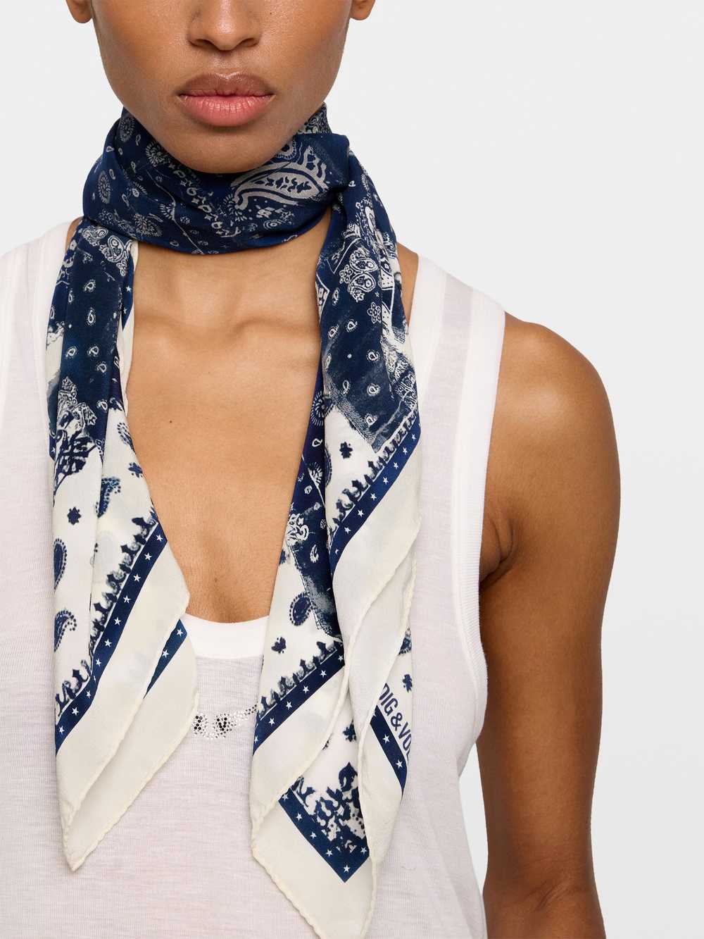 Zadig&Voltaire Blondie 85 Denim Bandana Scarf, Flash.