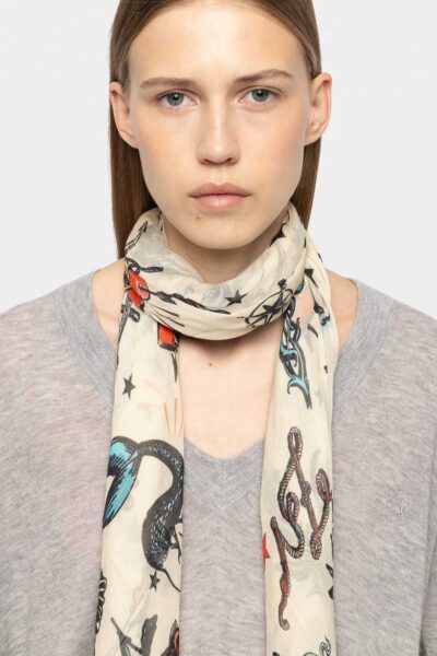 Zadig & Voltaire Kerry Tattoo Scarf, Flash.