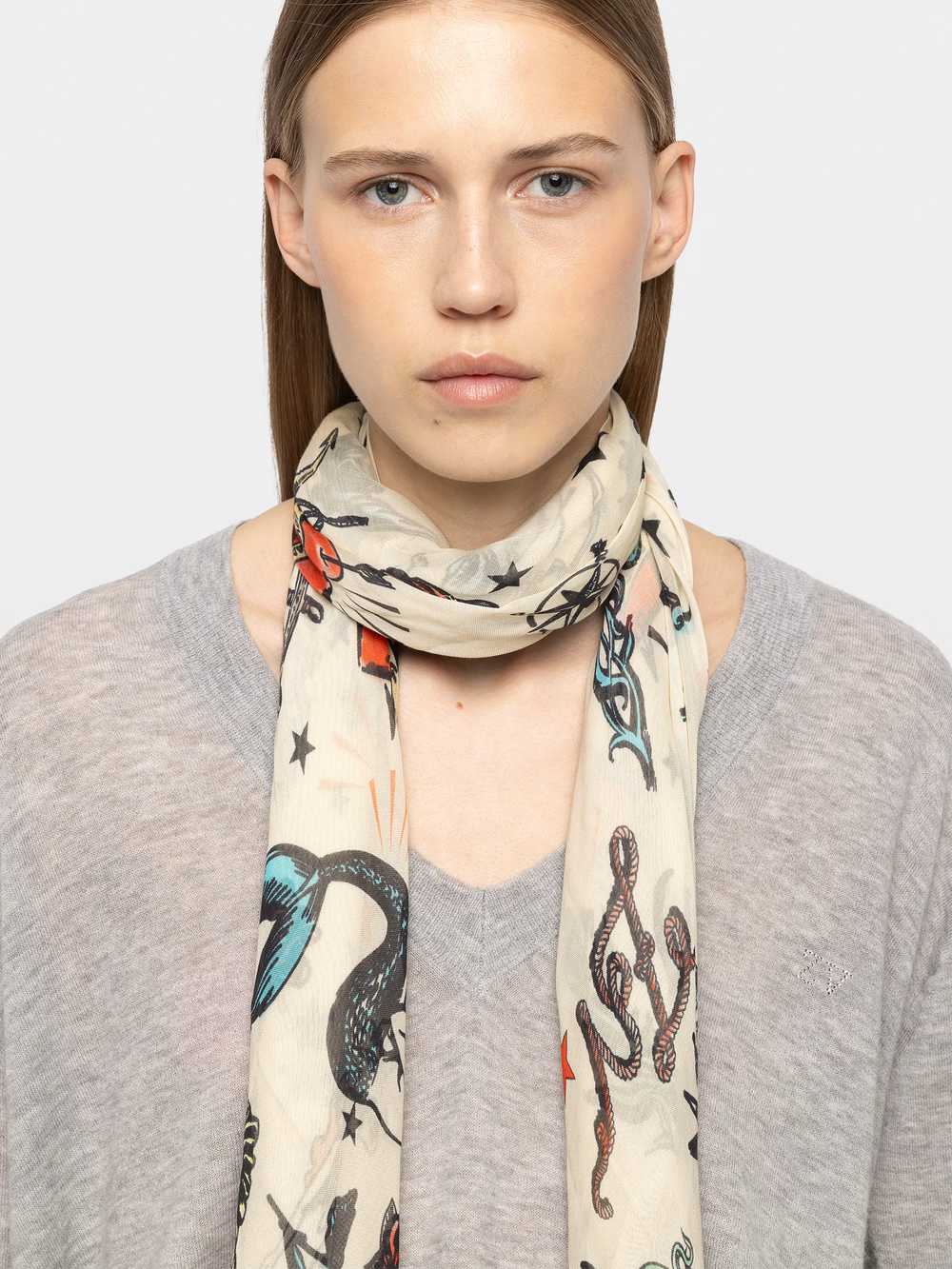 Zadig & Voltaire Kerry Tattoo Scarf, Flash.
