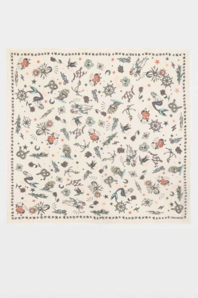 Zadig & Voltaire Kerry Tattoo Scarf, Flash.