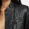 Zadig & Voltaire Veryn Creased Leather Blazer, Black.