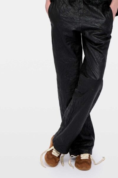Zadig & Voltaire Pocha Crinkled Leather Trousers, Black.