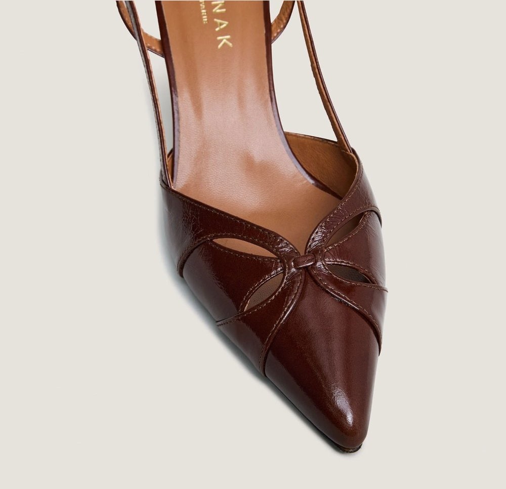 3800152-22 (1) Jonak Damour Slingback Pumps, Shiny Brown Leather