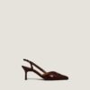 Jonak Damour Slingback Pumps, Shiny Brown Leather