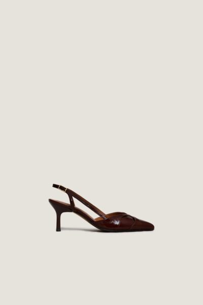 Jonak Damour Slingback Pumps, Shiny Brown Leather