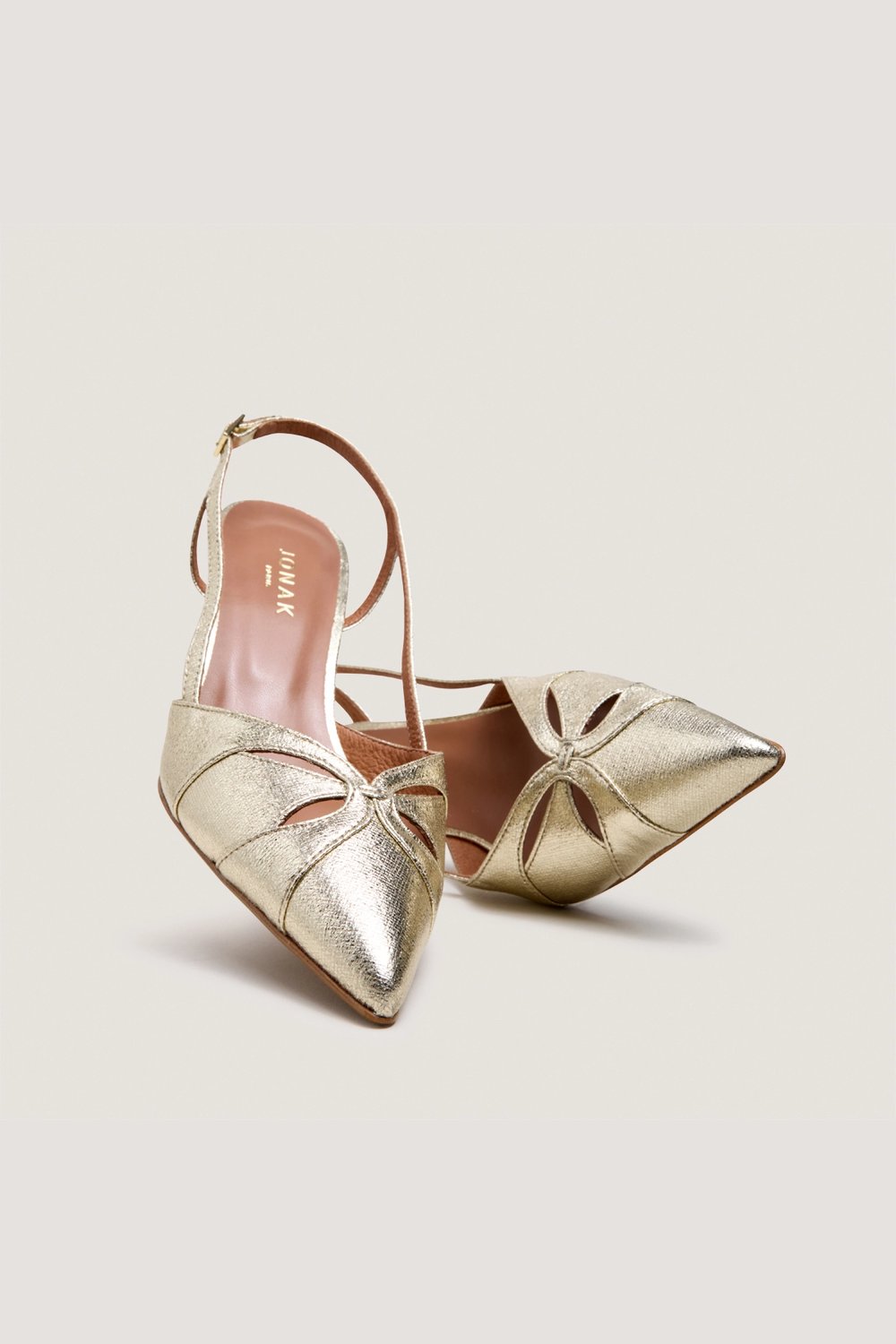 3800153-34 (1) Jonak Damour Slingback Pumps, Platinum Metallic Textile