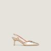 3800153-34 (3) Jonak Damour Slingback Pumps, Platinum Metallic Textile