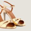 4000879-32 (1) Jonak Diwi Heeled Sandals, Gold Crackled Leather