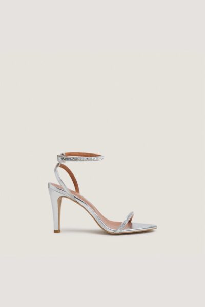 Jonak Valliance Heeled Sandals, Silver Metallic Leather