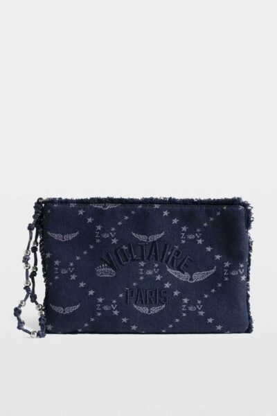 Zadig & Voltaire Angel Denim Monogram Clutch