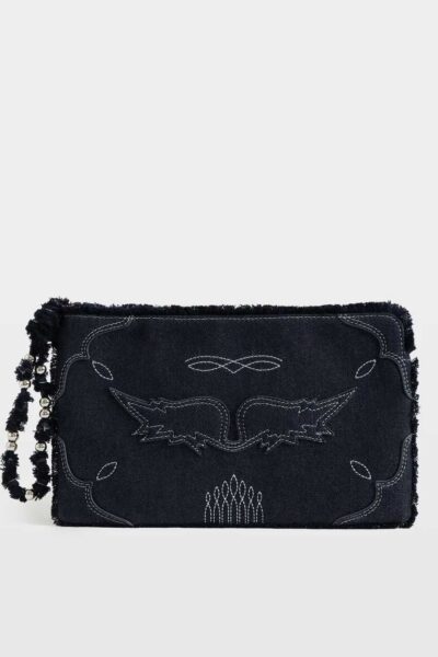 Zadig & Voltaire Angel Denim Western Clutch