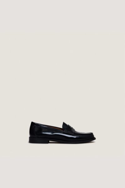 Jonak Audelya Loafers, Black Glazed Leather