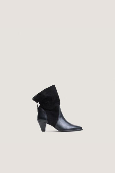 Jonak Pampa Ankle Boots, Black Leather And Black Split Leather