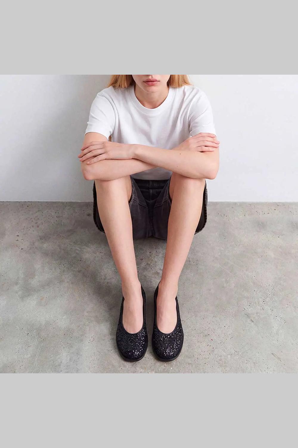 Jonak Daurelia Ballet Flats, Black Glitter