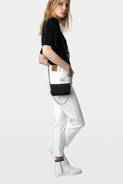 Zadig & Voltaire Rock Soft Savage Clutch, Black.