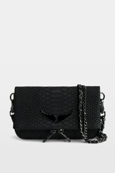 Zadig & Voltaire Rock Soft Savage Clutch, Black.