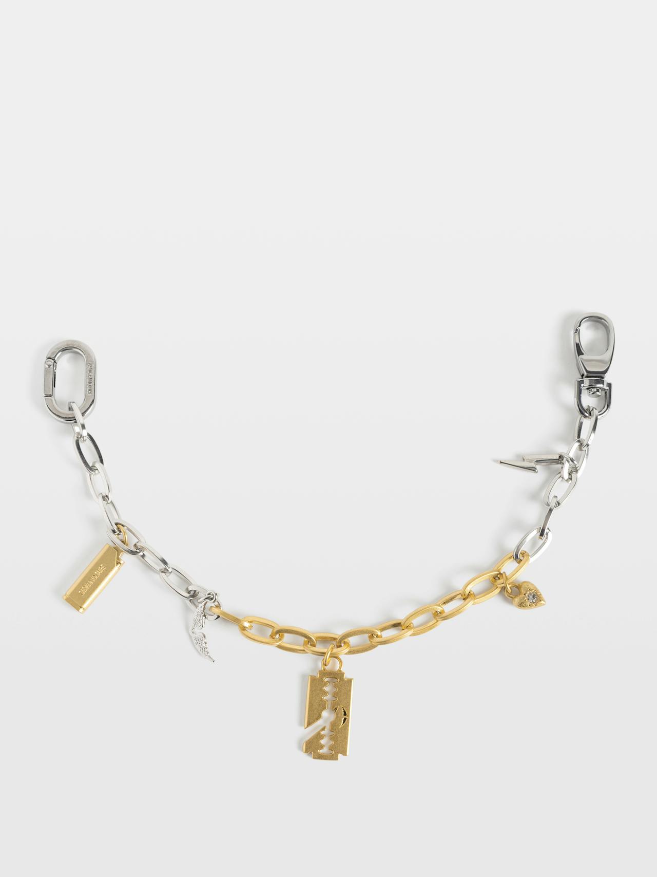 Zadig & Voltaire Chain Charms Keyring , Shiny Silver.