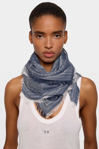 Alternative view of Zadig & Voltaire Liz Denim Monogram Scarf