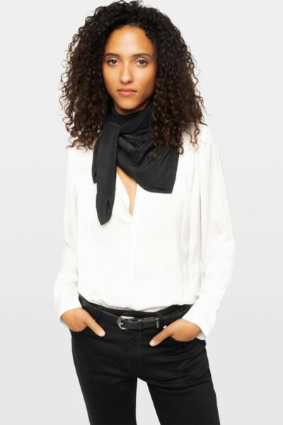 Zadig & Voltaire Blondie 85 Strass Western Scarf, Black.