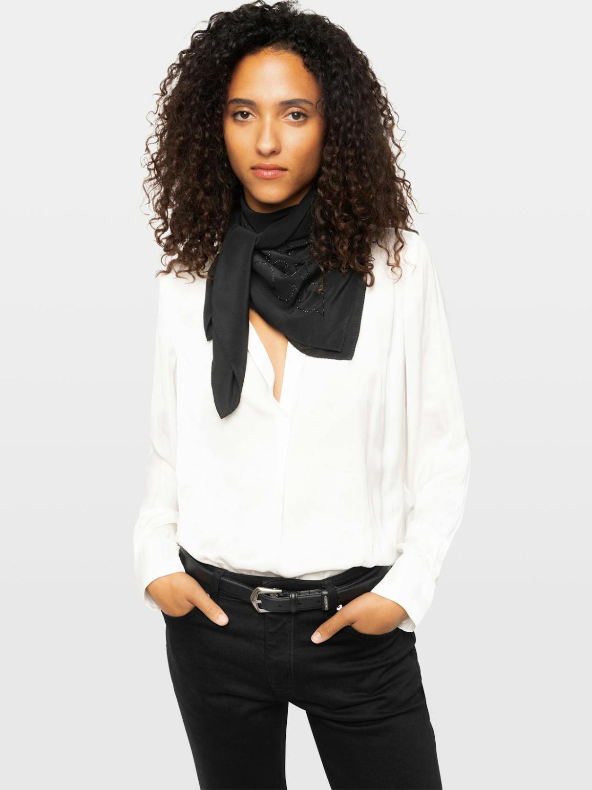 Zadig & Voltaire Blondie 85 Strass Western Scarf, Black.