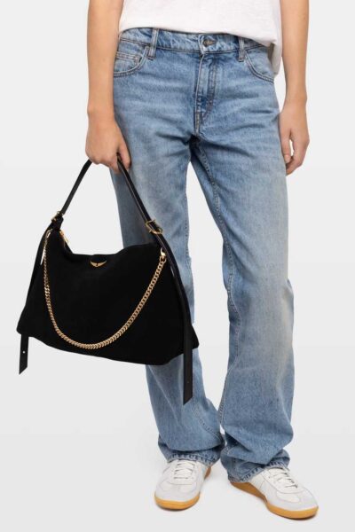 Zadig & Voltaire Jim Bag Suede, Black gold.