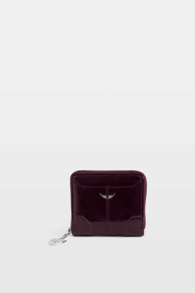 Zadig & Voltaire Sunny Mini Vintage Patent Wallet, Deep Purple.